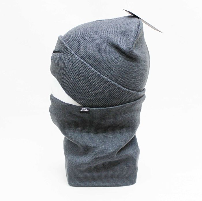 Теплий комплект шапка бафф найк (Nike) з чорною вишивкою ZE00105-2