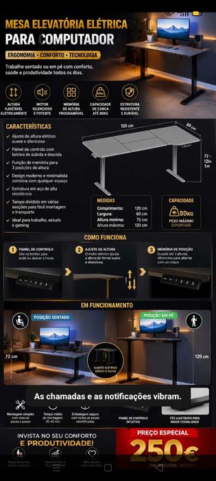 Mesa elevatória elétrica 250€. Oportunidade