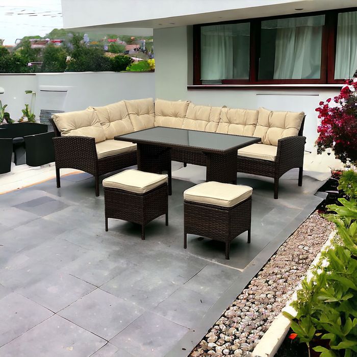 Nowe meble ogrodowe NAROŻNIK technorattan komplet wypoczynkowy TARAS