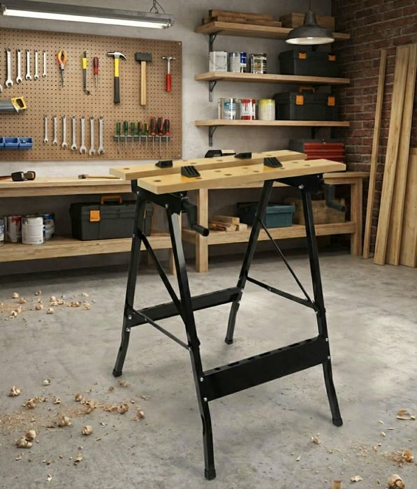 Stół Warsztatowy Roboczy Składany do Majsterkowania z Zaciskami Nowy