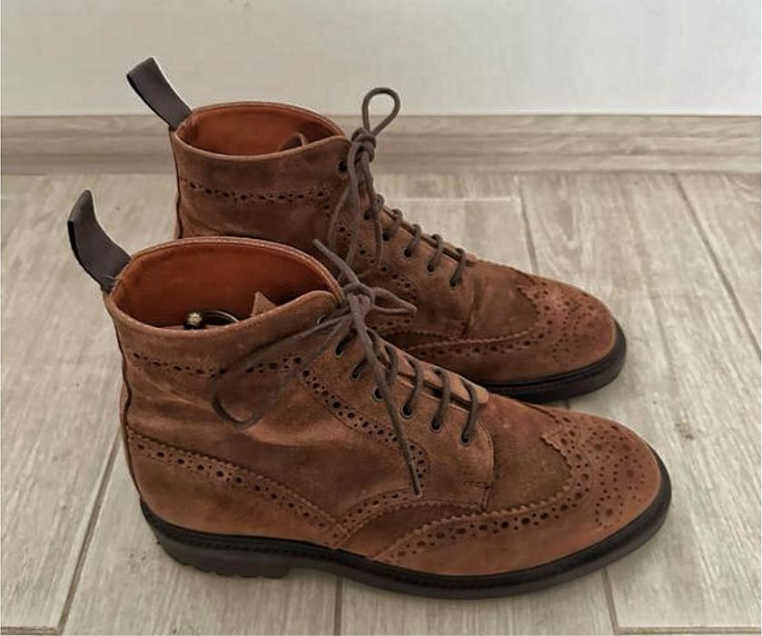 Чоловічі коричневі замшеві черевики броги Sanders Cheltenham 9 UK