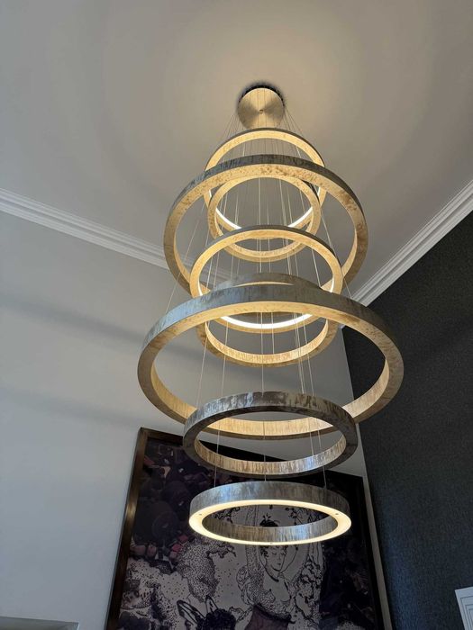 Luminária Italiana Henge Light Ring de Bronze com 8 Anéis! Impecável