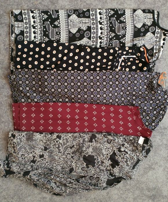 Bluzka zwiewna boho wzór oriental kwiaty Aztec M L XL XXL TU vila