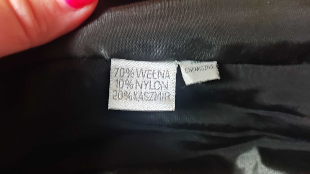 Sylvia Collection płaszcz wełna kaszmir czarny L 40 premium