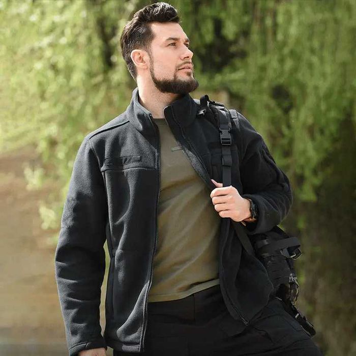 Розпродаж! Тактична флісова кофта куртка Han-Wild HW012 Black на хутрі