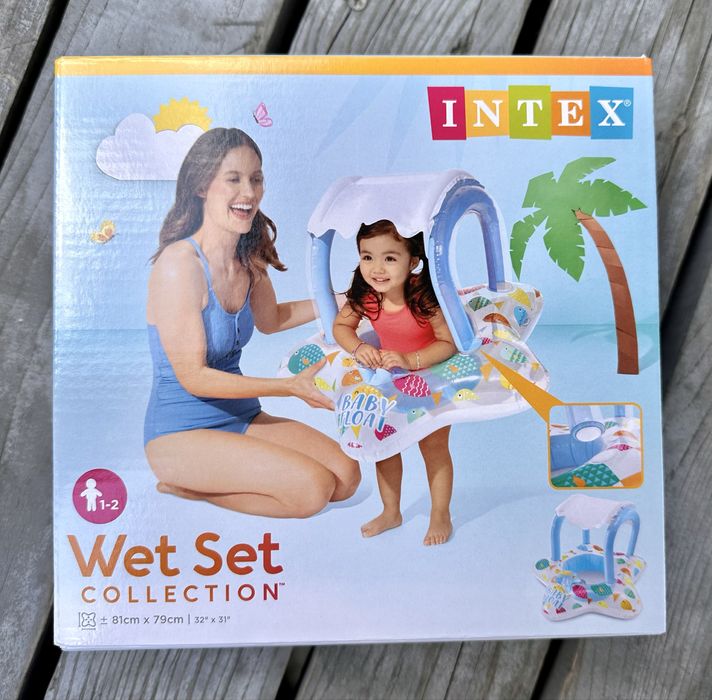 Надувний круг з ніжками і дашком INTEX 56573 р.81*79см, на 1-2 рочки