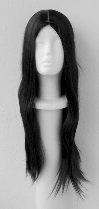Czarna długa prosta peruka z przedziałkiem czarny długi wig cosplay