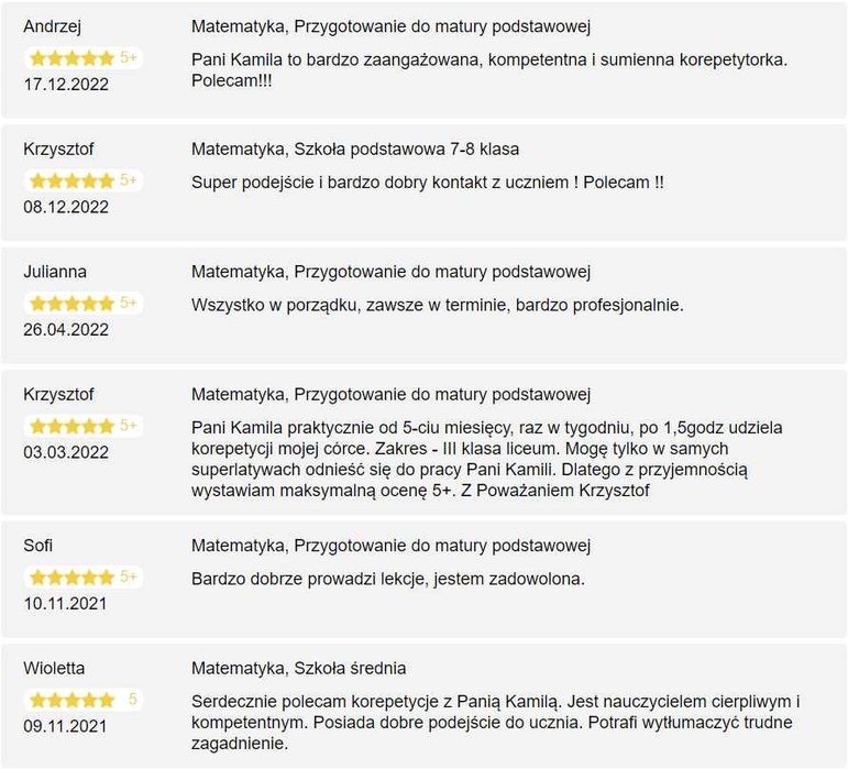 Korepetycje MATEMATYKA z doświadczoną korepetytorką ONLINE zdalnie