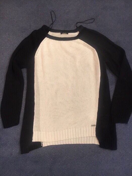 Sweter Mohito S 36 damski sweterek czarno - biały