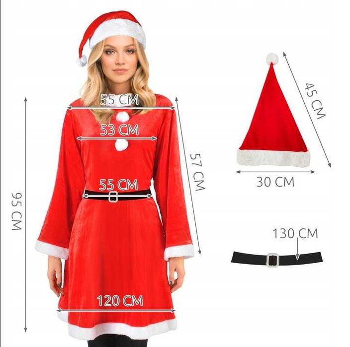 SUUPER JAKOŚĆ !! Strój Pani Mikołaj - Śnieżynka (NOWY)