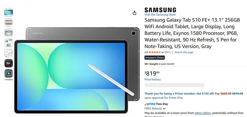 Samsung Galaxy Tab S10 FE+ WiFi X620 12GB 256GB планшет 13.1 майже новий.  + чохол + матовий захисний паперовий екран + стилус. ідеальний стан