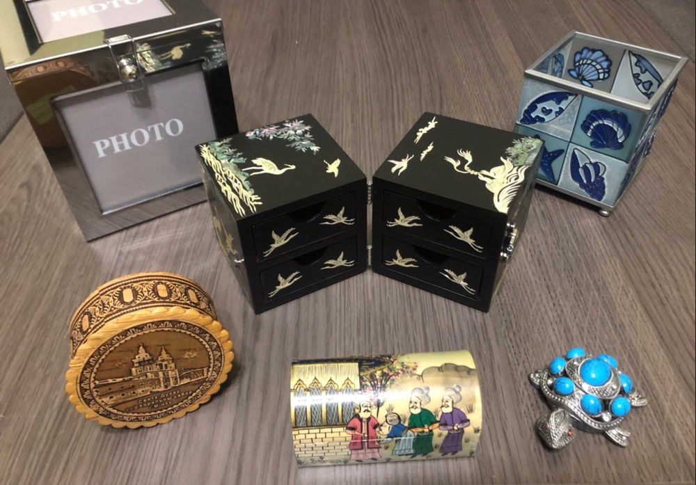 Нові шкатулки, береста, вітражне скло, метал, скринька-черепашка