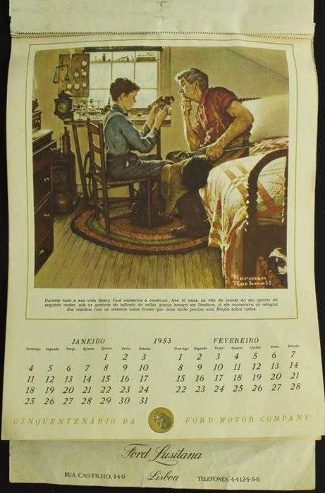 Calendário Parede 1953 - Cinquentenário da Ford