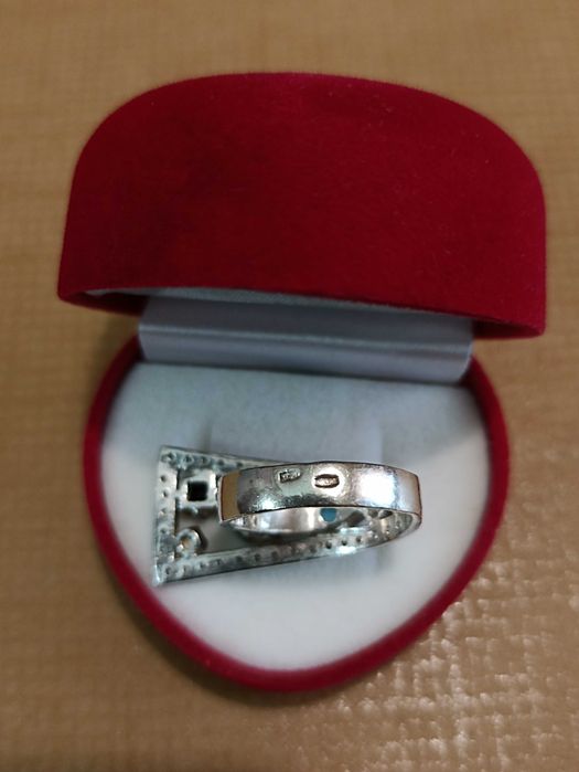 Серебряные сережки, гвоздики, пусеты "Перо", кольцо, серебро 925 пробы