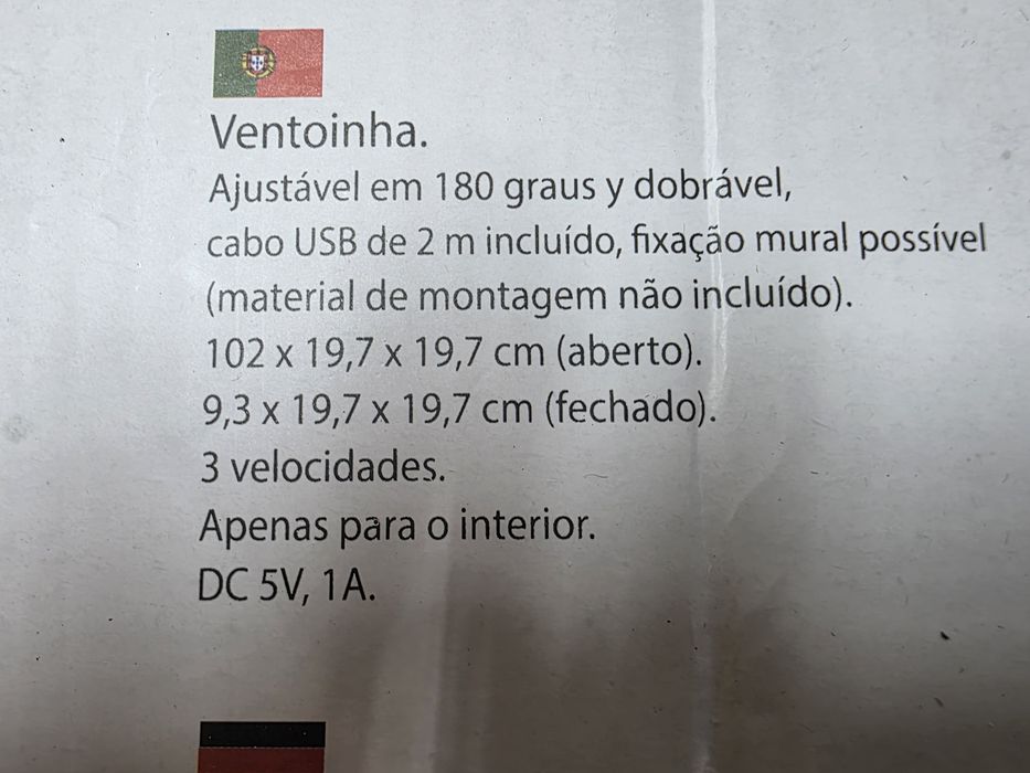 Ventoinha Retrátil Portátil com bateria