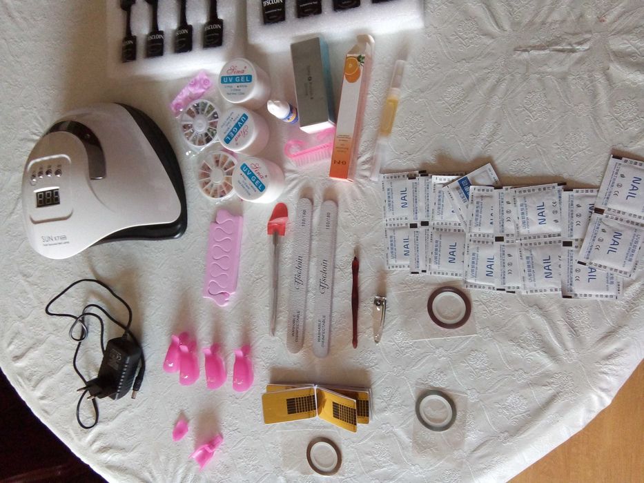 KIT conjunto pra fazer verniz gel +maquina REMOVER verniz a vapor novo