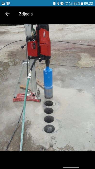 Przewierty w betonie,wiercenie otworow. Ciecie betonu.Wiertnica.