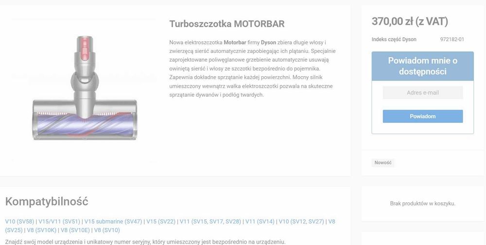Szczotka do odkurzacza dyson motorbar cleaner head NOWA!