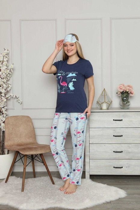Пижама Женская Фламинго С Штанами Хлопок Турция