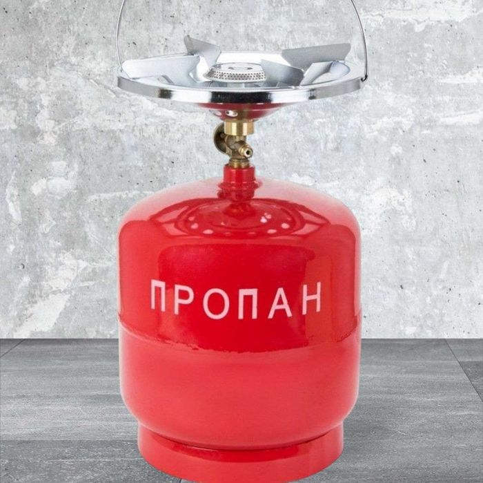 Туристичний газовий балон Пропан УКП-83 з пальником, 5 л червоний