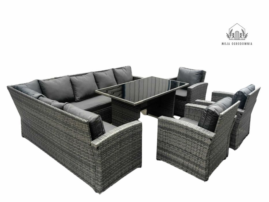 Wypoczynek ogrodowy /Narożnik + fotele / Technorattan/ 9 os / 4 kolory