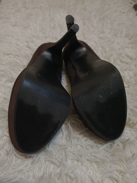 Туфлі модель лабутени високі підбори коричневі під замшу