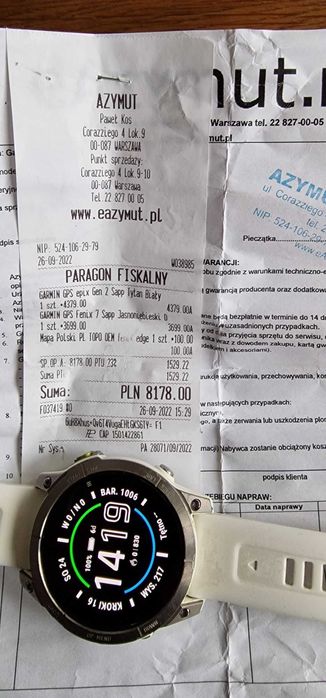 Garmin Epix Gen 2 Sapphire bialy tytanowy + 2 nowe paski  mapa pl topo