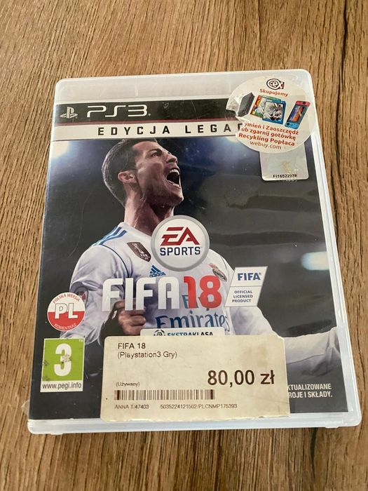 PS3 FIFA18 Gra na Play Station3