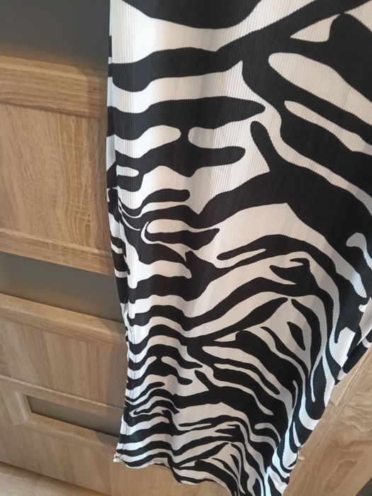 Piękna włoska sukienka maxi prążek zebra panterka nowa sml uni