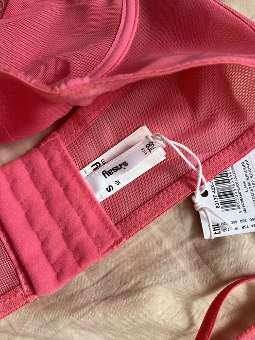 Komplet bielizny biustonosz majtki różowa koronka