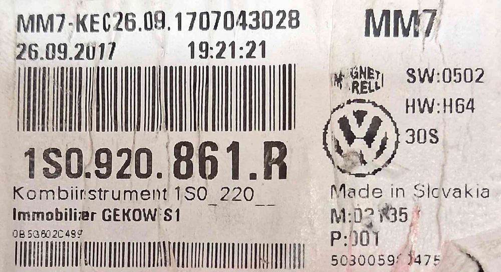 Quadrante / Painel de Instrumentos 1S0920861R - VW UP!