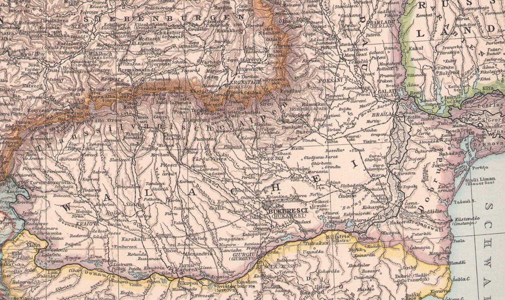 Bałkany. Stara efektowna mapa Lipsk 1893 r. oryginał