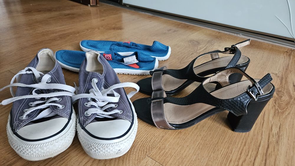 3 pary butów w rozmiarze 36, 37 i 38, convers, do wody, sandały damski