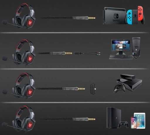 WYGODNE Słuchawki Gamingowe dla graczy z mikrofonem RGB LED na prezent