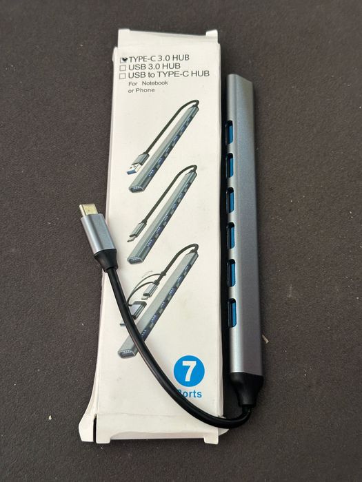 Hub - rozgałęziacz do laptopa/tabletu USB-C na 7xUSB-A nowy do Macbook