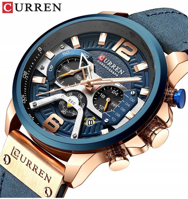 Curren Elegancki Zegarek Męski Datownik Chronograf