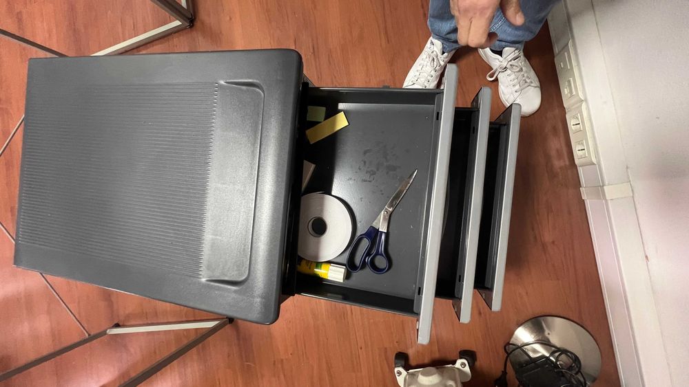 Móvel de Apoio Organizador de Escritório com 3 Gavetas e Rodas