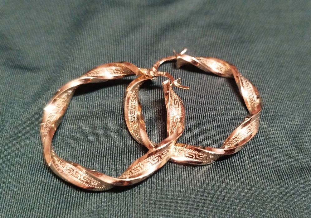 Złote kolczyki 585 grecki wzór