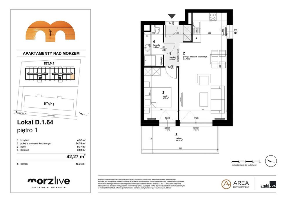 2-pokojowe mieszkanie 42m2 + balkon Bez Prowizji