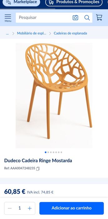 Cadeira interior/exterior cor mostarda