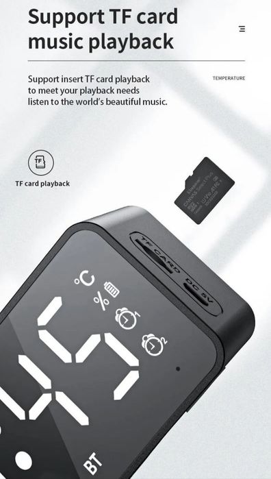 Relógio despertador com coluna bluetooth