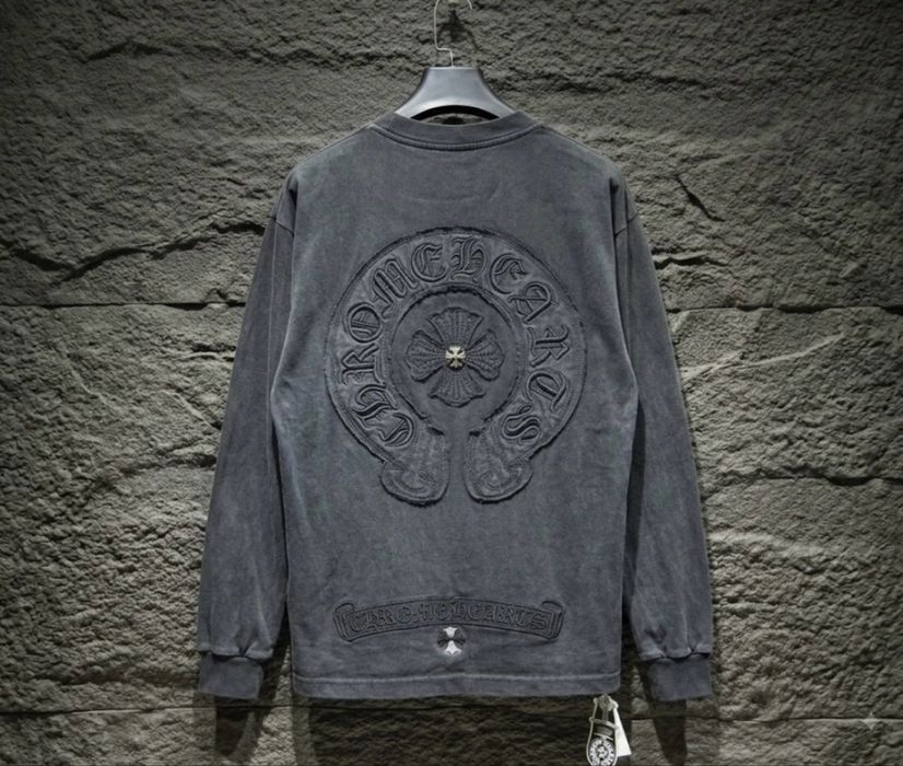 Стильний лонг лонгслів оверсайз графіт Chrome Hearts Хром Хартс