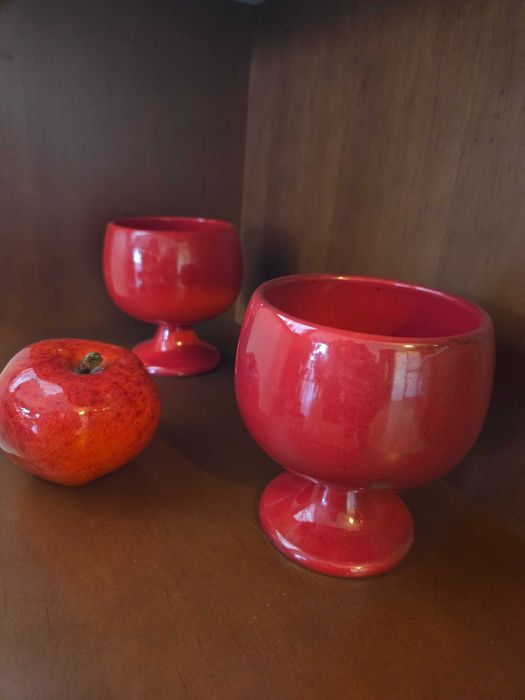 Kielich ceramiczny puchar czerwony patera wazon