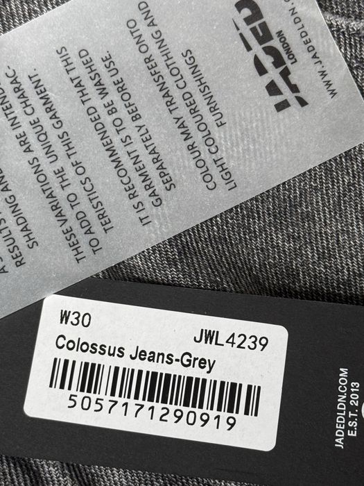 Jaded London Washed Grey 26,28,30,32,34,36 Colossus Jeans
