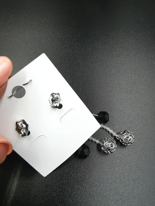 Kolczyki nowe posrebrzane kula z brynacikiem srebrne wiszące