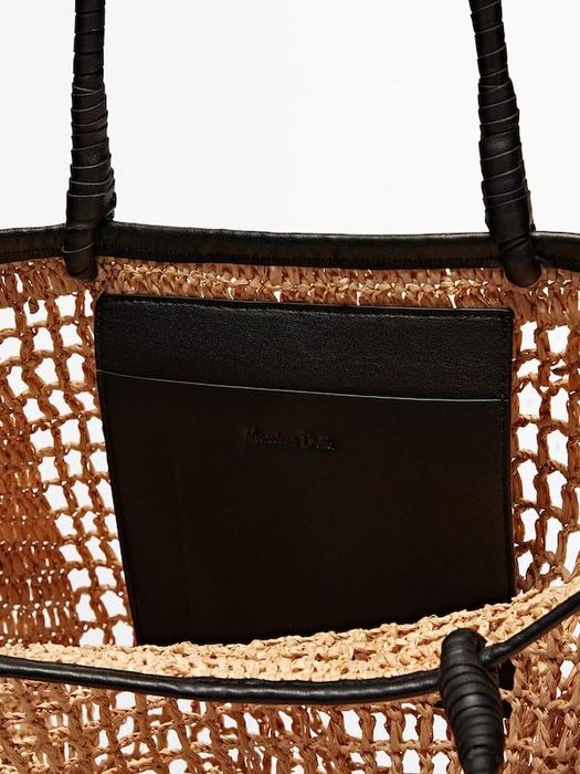 Mala a Tiracolo em ráfia c/alça em pele, Massimo Dutti (nova)