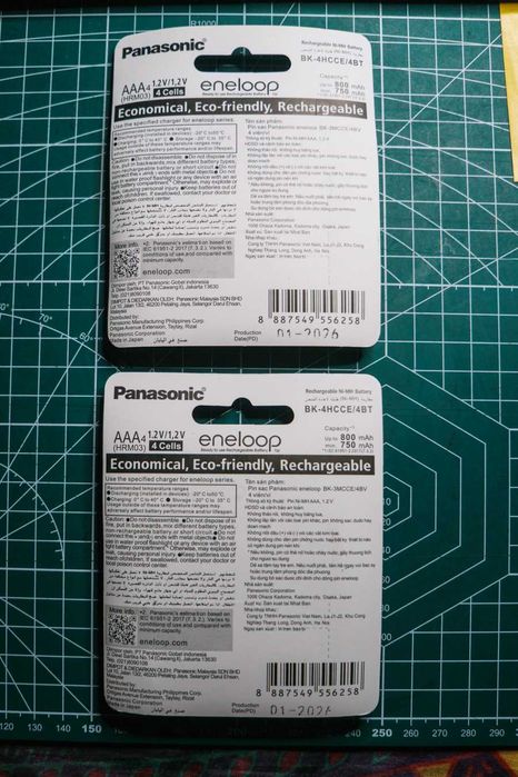 Pilhas Panasonic Eneloop Recarregáveis AA 1.2v 1900mah 800mah