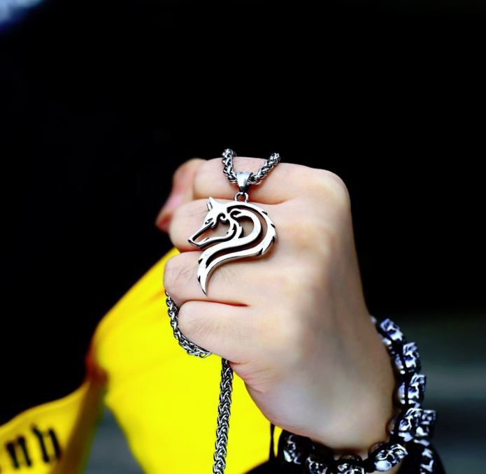 Colar Masculino Viking Wolf - Aço Inoxidável