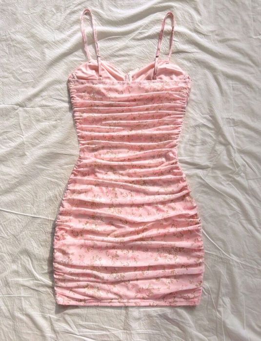 Sukienka mini różowa z siateczką seksowna na lato