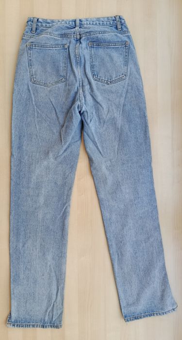 PrettyLittleThing Jeans Azuis com Abertura | PrettyLittleThing Blue Split Hem Jeans EU 36
